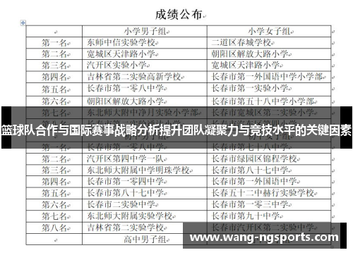 篮球队合作与国际赛事战略分析提升团队凝聚力与竞技水平的关键因素